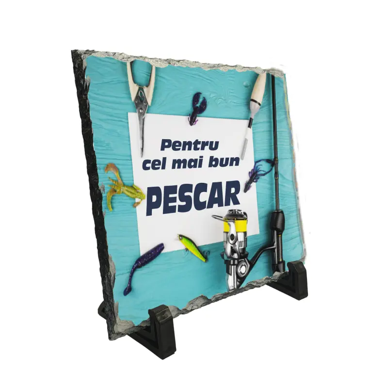 Pentru cel mai bun pescar piatra ardezie personalizata, cu mesaj model, pa078